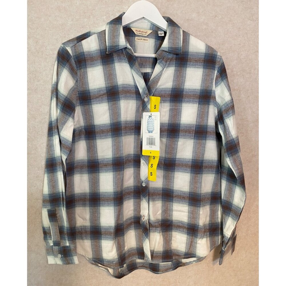 Weatherproof Vintage Flannel Shirt Womens Buttons V-neck Longer in Back Size S
